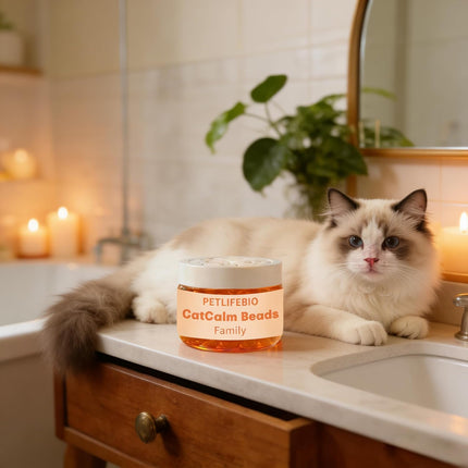 Cat Calm Beads Family, Cat Calming Diffuser Gel Non Plug in, 3 Pack Cat Anxiety Relief, Lasting 2 Months, Downtime More Peaceful for Pets and Owners Alike. (3pc)