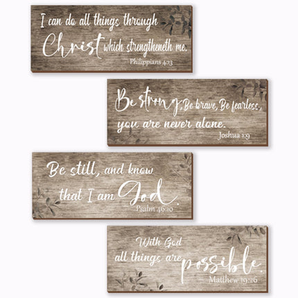 4 Pieces Bible Verses Wall Decor Rustic Wooden Christian Signs Farmhouse Religious Decor for Home Prayer Wall Art for Living Room Office Bedroom Bathroom(Farmhouse,10x4)