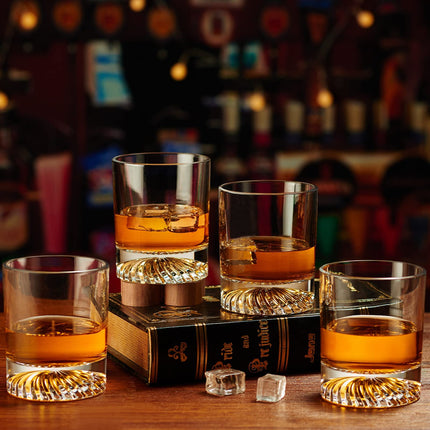 Whiskey Glasses Old Fashioned Glasses Set of 4 12oz Rocks Glasses Gift for Men Women Drinking Bourbon Scotch Cocktails Rum Cognac