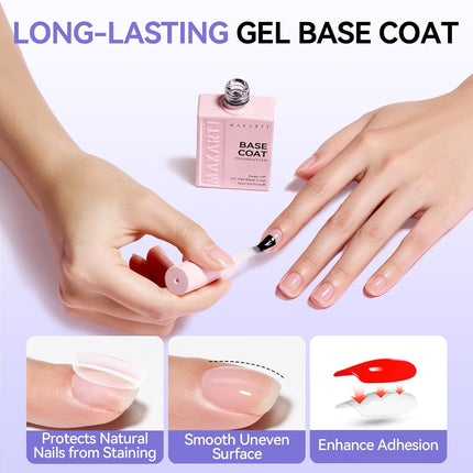 Makartt Gel Top and Base Coat Set: 2 PCS 15ml No Wipe Upgrade Diamond-Shine Long-Lasting Base and Top Coat Gel Nail Polish Soak Off UV LED Lamp Needed Home DIY Gift Women