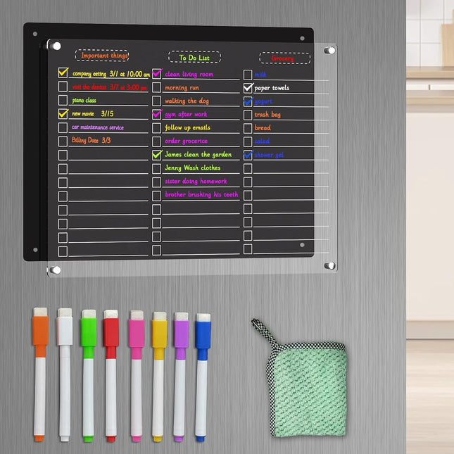 Acrylic Magnetic Dry Erase Board for Fridge - 12"x10"Magnetic
