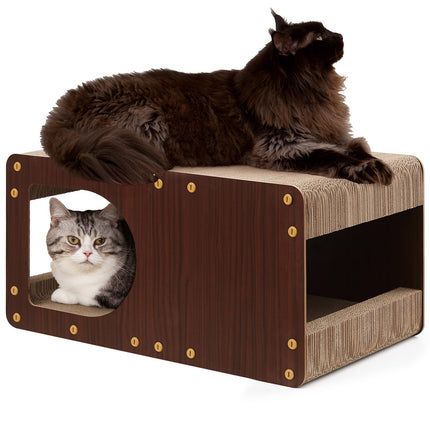 Cardboard Cat Scratcher House, 17-Inch Cat Scratch pad, Brown