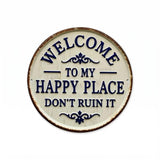 Round Metal Welcome Sign for Front Door