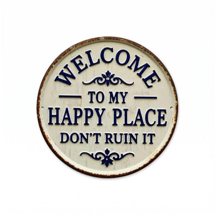 Round Metal Welcome Sign for Front Door