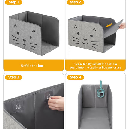 Waterproof Cat Litter Box Enclosure Splash Guard with Removable Mat, Cat Box Enclosure with 2 Hooks for Scoop, Anti-Leakage, Dust Control, Easy to Clean-24.02 x 16.14 x 16.14 inches