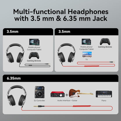 Wired Over Ear Headphones Hi-Res Studio Monitor & Mixing DJ Stereo Headsets with 50mm Drivers and 1/4 to - photo 3