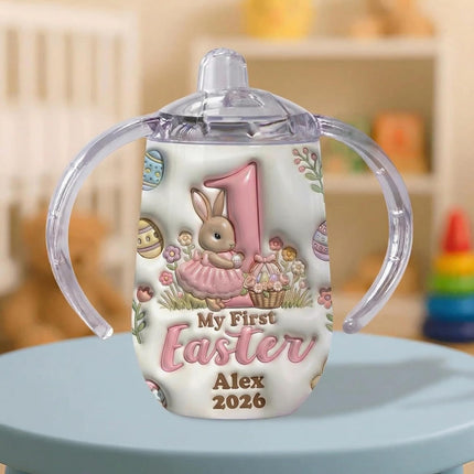 My First Easter 2026 Personalized Sippy Cup with Handles, Baby First Easter Bunny Sippy Cup with Handles, Easter Sippy Cup for Toddlers, Custom Name Spring Bunny Baby Cups, Easters Gift for Kids