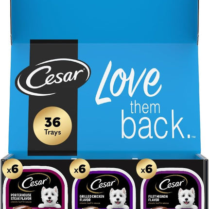 Cesar Home Delights & Classic Loaf in Sauce, Adult Wet Dog Food, Variety Pack, Wet Food for Dogs, 3.5 oz Tray, 36 Count