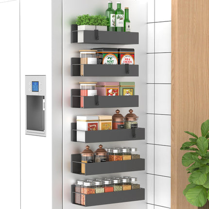 Metal Magnetic Spice Rack for Refrigerator Black, 4 Pack