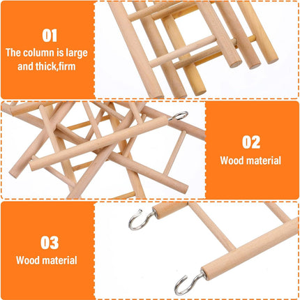4 Pcs Wooden Bird Ladder, Bird Ladder for Cage, Birds Toys for Parakeets Parrots Lovebirds Cockatoo Birdie Basics Climbing Supplies(3&4&5&6 Step)