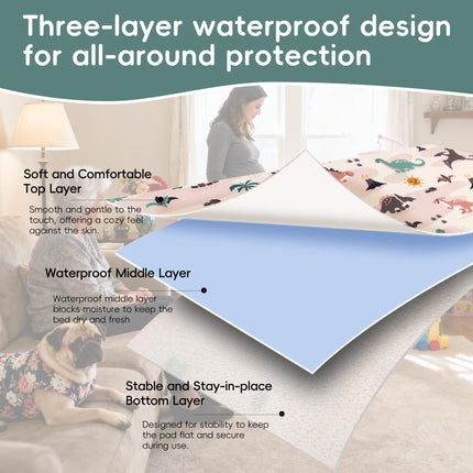 1 Pack Baby & Kids Waterproof Pee Pad 31x39 Dino Bed Wetting Pad
