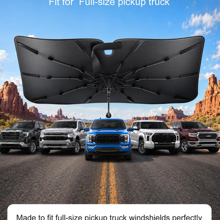 Truck Windshield Sun Shade for F-150/Silverado/Tundra/RAM 1500/Sierra - 5 Layers Ice Crystal Coating - photo 5