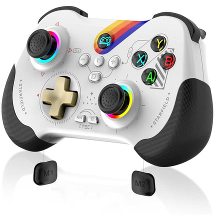 Joso Mobile Gaming Controller for iPad/iPhone/Tablet, Cloud Controller Remote Joystick for iOS/Android, Wireless Switch Controller with Macro Buttons/Hall-Rocker/Hall-Trigger - Starry Star White