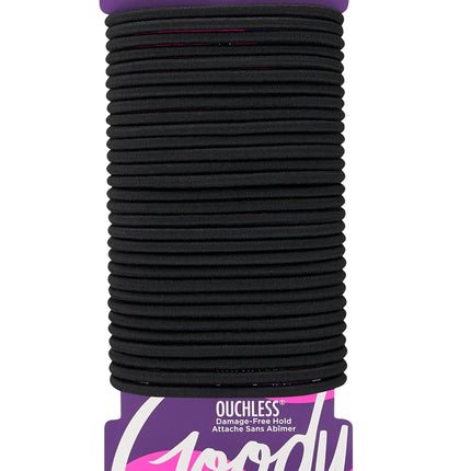 Goody Ouchless Hair Elastics - No Pull, No Breakage, Tangle-Free Hold for Thick, Curly, Coily & Textured Hair - 30 Count, Black, Long-Lasting Ponytail Holders for Women & Men
