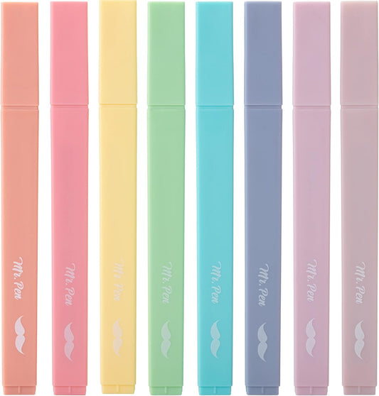 Aesthetic No-Bleed Highlighters, 8 Pack, Candy Colors