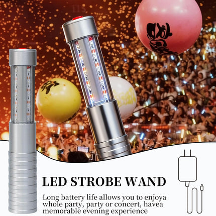 Strobe Bottle Girl Lights Baton Reusable Rechargeable LED Bottle Service Lights Service LED Champagne 2 Pcs for Bar Club Birthday Weddings Parties(Silver, White Light)