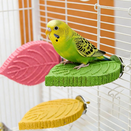 Leaf Shape Parrot Perch Stand Bird Paw Grinding Stick Bird Cage Perch Platform Accessories Non‑Slip Comfort Perchs for Parakeet Cockatiel Lovebird Small Birds Supplies