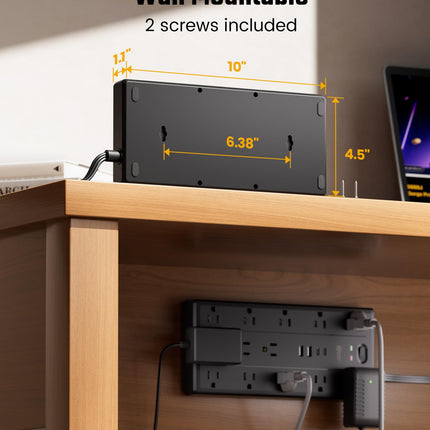 10Ft Extension Cord with Multiple Outlets, Flat Plug Power Strip - photo 8