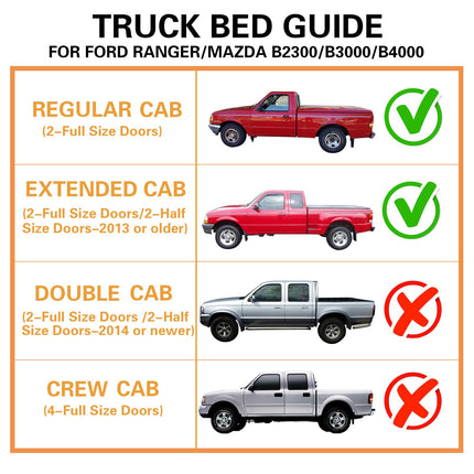 Durable Acrylic Window Visors for Ford Ranger Accessories - Compatible with 1993-2011 Ford Ranger/Mazda B2300/B3000/B4000 Standard Cab - In Channel Window Rain Guards