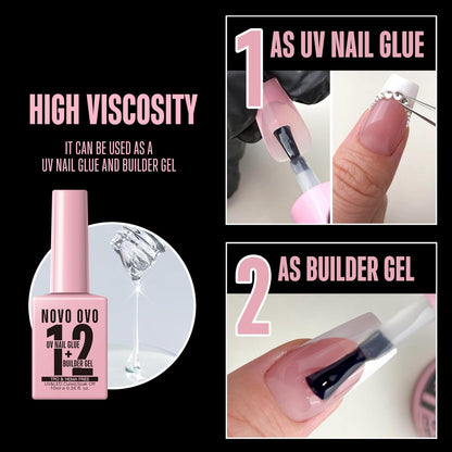 UV Nail Glue and Builder Gel 2-in-1 No Wipe Top Coat Kit - photo 2