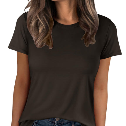 Women Short Sleeve Tops Summer Wrinkle-Free Basic Tee Shirts