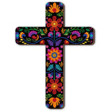 Floral Mexican Cross Wall Decor Day of The Dead Wall Art, 12x8.8in