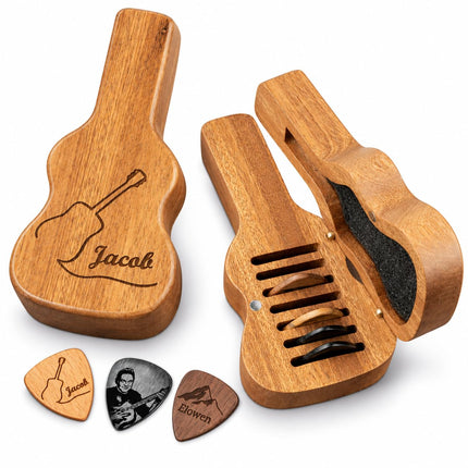 Personalized Guitar Pick Holder Case with Engraved Name
