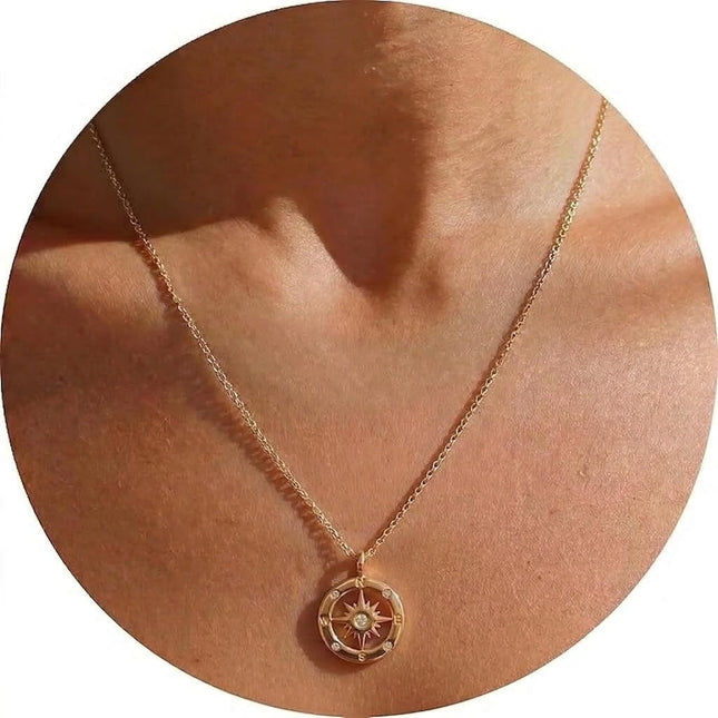 Dainty Necklace - Silver, Gold Plated 18" Choker for Women with Dainty Small Round Faux Diamond Necklace Pendant, Necklaces Women with CZ Solitaire Lobster Clasp, Minimalist Gift