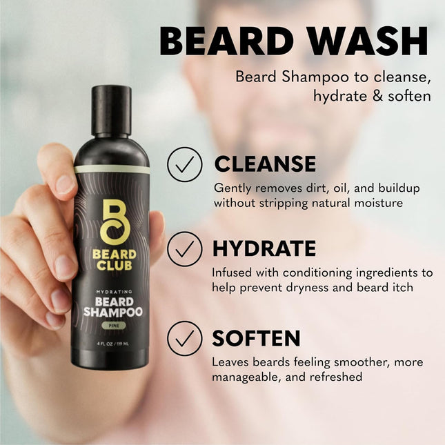 Beard Wash and Conditioner Set – Facial Hair Shampoo & Leave-In Conditioner for Men – Hydrating, Softener Mens Face Wash Grooming Care Gift Kit