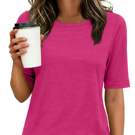 Womens Half Sleeve Tops Crewneck Shirts Basic Fit Work Tee