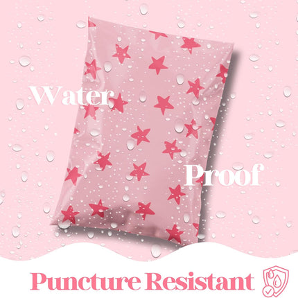 Pretty Package Store 14.5x19 Designer Poly Mailer 100 Pack Heavy Duty Waterproof Self Seal Shipping Bags for Small Business Large Mailing Envelopes Bulk Tear Resistant Cute Packaging Seeing Stars Pink