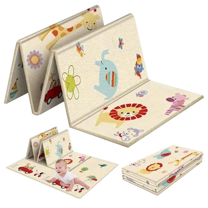 Baby Play Mat 71x40 Foldable 2 Side Play Mat, Safe Eco-Friendly PE Foam Pad for Kids Waterproof Anti-Slip Crawling Baby Floor for Toddlers, Style 2