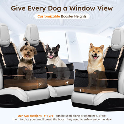 Elevated Dog Car Seat for Medium Dogs, 3 Adjustable Heights with 2 Egg Crate Foam Boosters 4"+2" - photo 3