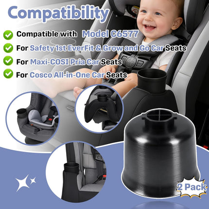2-Pack Cup Holder Replacement for Safety 1st EverFit & Grow and Go, Compatible with Maxi-COSI Pria & Cosco All-in-One Car Seat Model C6577, Snap-On Installation, Durable ABS, Anti-Spill Design