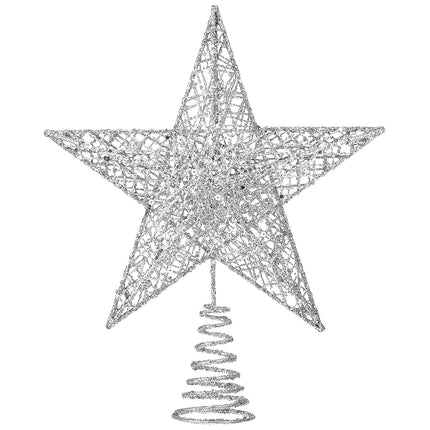 Christmas Tree Toppers Xmas Glitter Gold Hollow Star Treetop Topper