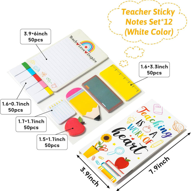 Teacher Sticky Note Sets, 2-Pack, 550 Sheets per Set, Blackboard, Pencil and Apple, Black