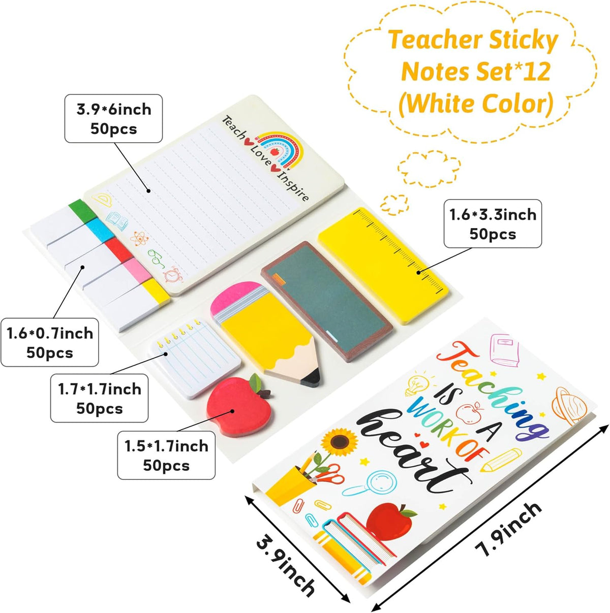 Teacher Sticky Note Sets, 2-Pack, 550 Sheets per Set, Blackboard, Pencil and Apple, Black - photo 2