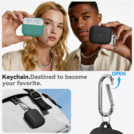 Ljusmicker for AirPods Pro 3 Case 2025 with Cleaner Kit,Soft Silicone Protective Cover for Apple AirPods Pro 3rd Generation Cases for Women Men,for AirPod Pro 3 Case Accessories with Keychain-Black