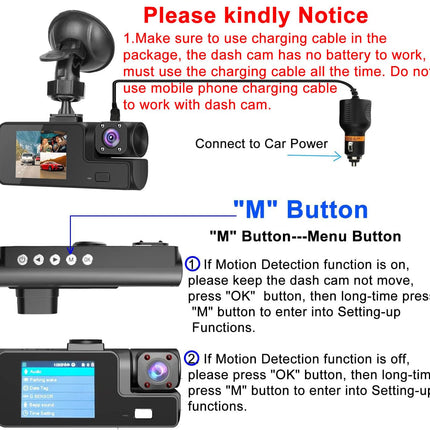 1080P Dual Dash Camera for Car Front and Inside Dashcam Car Security Video Recorder,170°Wide Angle Vehicle Cam,WDR,G-Sensor,Loop Recording,Night Vision (Dual Dash Cam Without Card)
