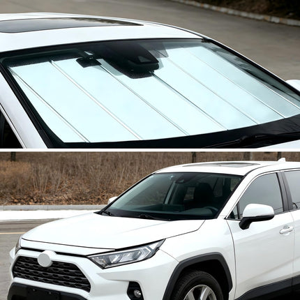 Windshield Sun Shade for Chevrolet Silverado/GMC Sierra 1500/2500HD/3500HD for 2019-2026, Foldable 3-Layer High Reflective Silver Sunshade, Blocks UV Rays & Reduces Cabin Heat