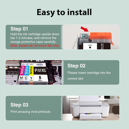 910XL 910 Ink Cartridges Latest Chip Replacement for HP 910XL Ink Cartridges Combo Pack for HP 910 Ink Work for HP OfficeJet Pro 8020 8010 8025 8035 8028 8030 8015 8018 8022 Printer Ink 910 (4 Pack)