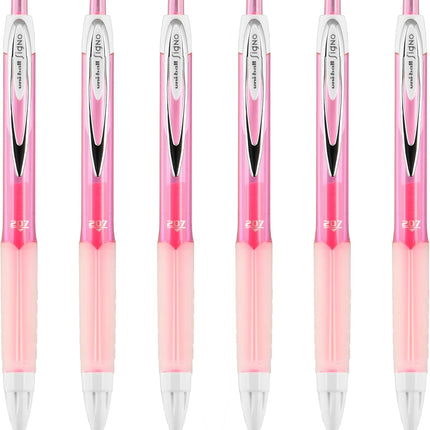 uniball 207 Fashion Retractable Gel Pen, Medium Point (0.7mm), Pink Ink, 6 Pens