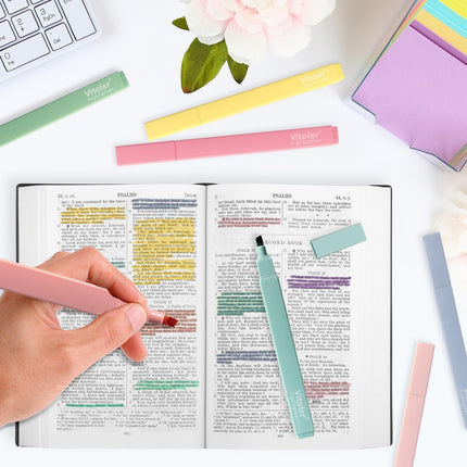 Highlighters, 8 Colors Chisel Tip Highlighters, No Bleed Bible Highlighters for Journaling Planner Notes Supplies