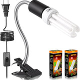 Bird Cage UVB Light Combo Kit, Avian Sun Lamp 2.4% UVB UVA 20W Compact Fluorescent Bulb for All Kinds Captive Birds, 2 Bulbs Included