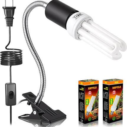 Bird Cage UVB Light Combo Kit, Avian Sun Lamp 2.4% UVB UVA 20W Compact Fluorescent Bulb for All Kinds Captive Birds, 2 Bulbs Included