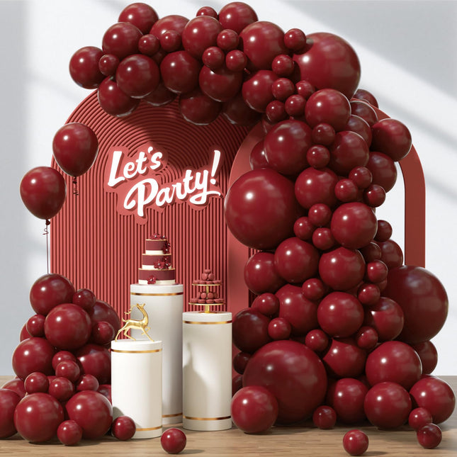 122pcs Burgundy Maroon Latex Balloons in 18 12 10 5 inches
