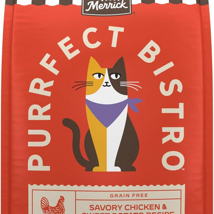 Merrick Purrfect Bistro Grain Free Chicken and Sweet Potato Recipe Natural Dry Cat Food for Adult Cats, High Protein, Outdoor or Indoor Cat Food - 4 lb. Bag