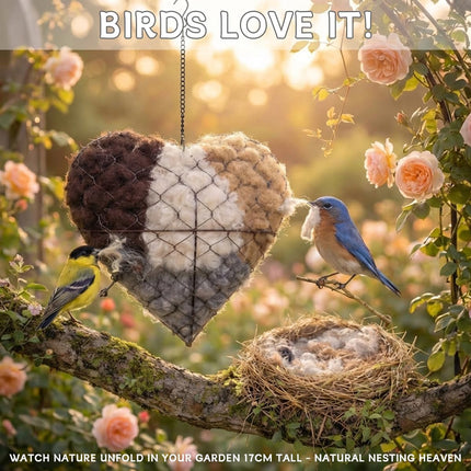 Handmade Alpaca Fiber Bird Nesting Material Heart – Soft Nesting Holder for Wild Birds, Garden Trees, Winter Shelter & Bird Lover Gift (1PC)