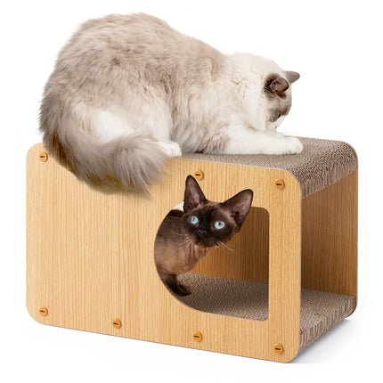 Cardboard Cat Scratcher House, 17-Inch Cat Scratch pad, Brown
