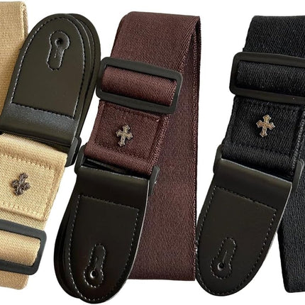 Guitar Strap-Acoustic Electric Guitar Straps,Comfortable Adjustable Cotton Woven with 3 Guitar Picks Holder Ends